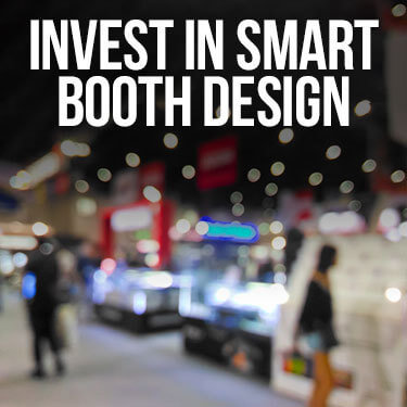 blurred images of lit up trade show booths